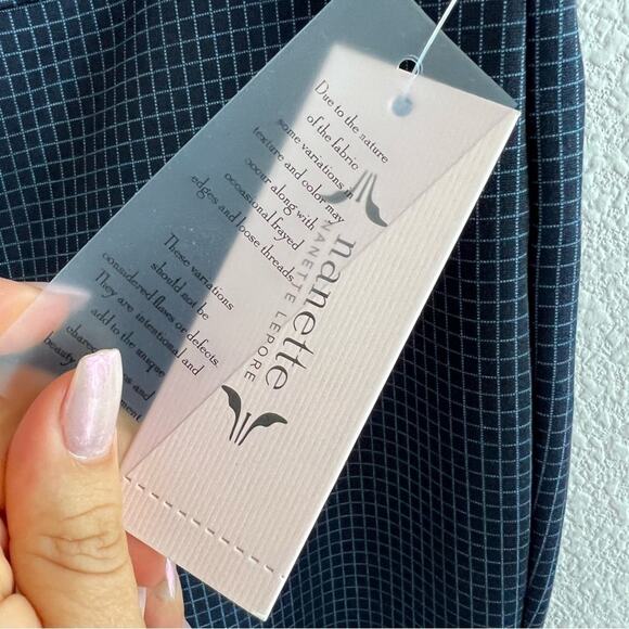 NWT Nanette Leopore Geometric Plaid Navy Business Casual Pants Legging Office M - Picture 5 of 11